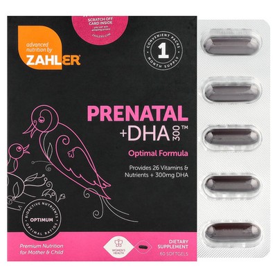 Zahler Prenatal  DHA 300 180 Softgels Gluten-Free, GMP Quality Assured, Kosher