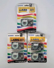  5 Casio EZ Label Printer Label It  XR-9WE 9MM 3/8 Black Ink See Description