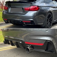 FOR BMW 4 SERIES F32 F33 F36 M SPORT GLOSS BLACK REAR DIFFUSER DUAL EXHAUST UK