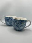 Lilly Pulitzer Set of 2 Ceramic Mugs Blue Floral Coffee/Tea Gold Handles 12 Oz — photo 1