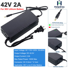 42V 2A Smart Charger DC 5.5x2.5mm Plug for 36V Bicycle Lithium Li-ion Battery