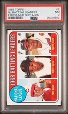 1969 TOPPS P.ROSE/M.ALOU/F.ALOU #2 NL BATTING LEADERS PSA 7