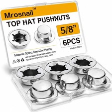 6PCS 5/8&rdquo; Push Nuts Axle Cap, on Pushnut Spring Steel 6pcs 5/8&ldquo;, Silver