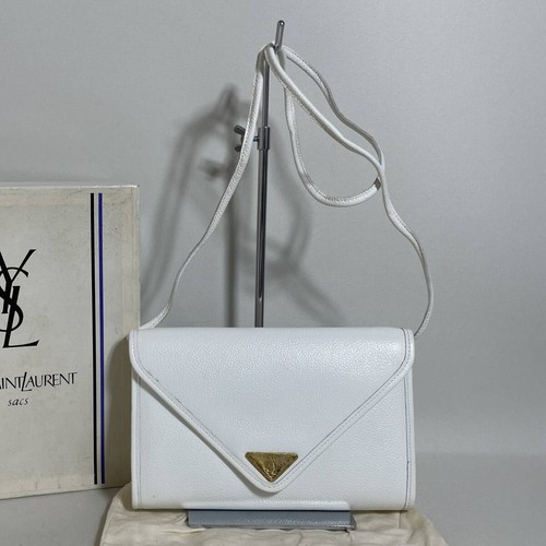Yves Saint Laurent Shoulder Bag White Leather With Dust Bag Box