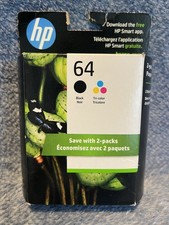 February 2027 Genuine HP 64 Ink Cartridges Black  Tri Color 2 Pack X4D92AN