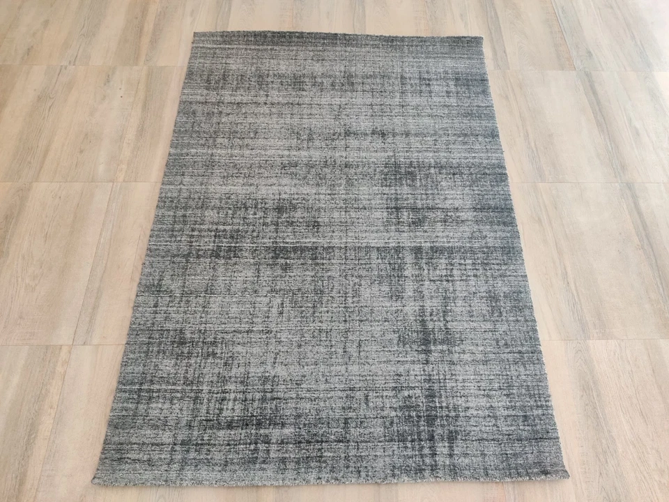 Alfombras telares hechas a mano gris concreto 4 x 6 100 % lana cizalla 120x180 cm Foto 2 de 4