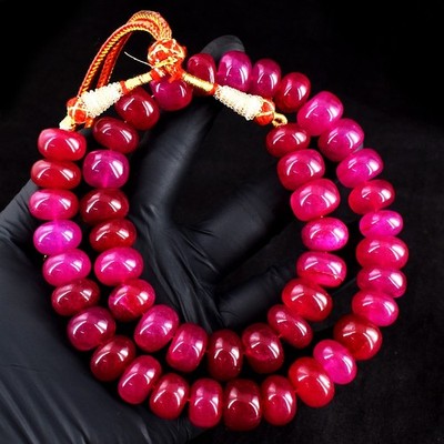 Single Strand 960.00 Cts Ruby Round Shape Beaded Necklace Jewelery RK 06 E737