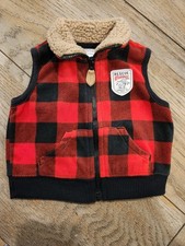 Carter  s Buffalo Plaid Fleece Sherpa Collar Vest Size 3 Month