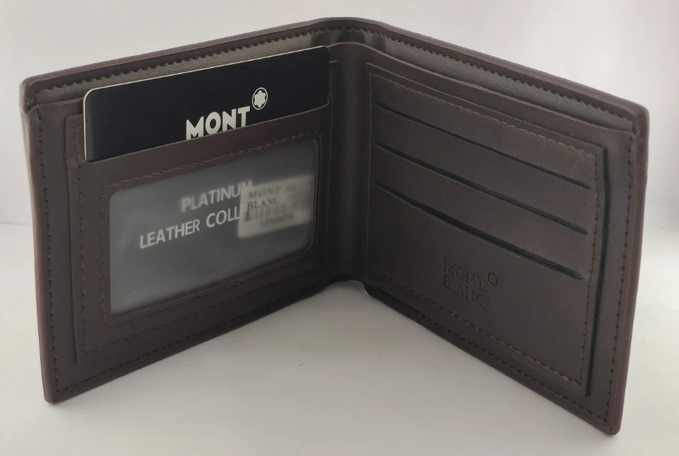 Montblanc Grano Suave Color Marrón Cuero Doble Pliegue Hombres Cartera | Envío Gratis Foto 4 de 4