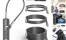 4-Digit Combination Cable Lock with 3 Replaceable Steel Cables for 1 Pack Gray