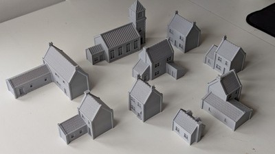 12mm Scale Table Top Wargaming European Village - 9 Buildings