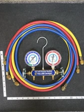Yellow Jacket Mechanical Manifold Gauge Set  R22  R134A R404A w/ Charging Hoses