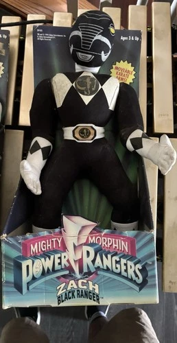 1994 Vintage Mighty Morphin Power Rangers Zach Black Ranger  Plush Kid Dimension