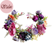 Fairy Flower Crown Headband, Pink Purple Rose Floral Headpiece