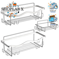 Duschablage Ohne Bohren 3 StüCk Rostfrei Organizer Shampoo Halterung Silber