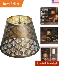 Elegant Art Etched Metal Lamp Shade - 6'' Top 10'' Bottom 7.5'' - Antique Bronze