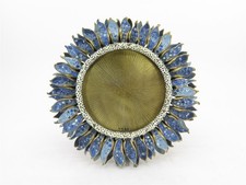 Jay Strongwater Carol Channing Frame Round Blue Sunflower Jeweled Enameled 5288