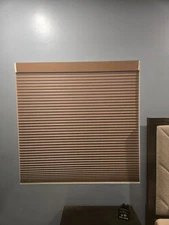 (2) Yoolax Smart cellular blinds. Half shading brown. 46" x 46". 