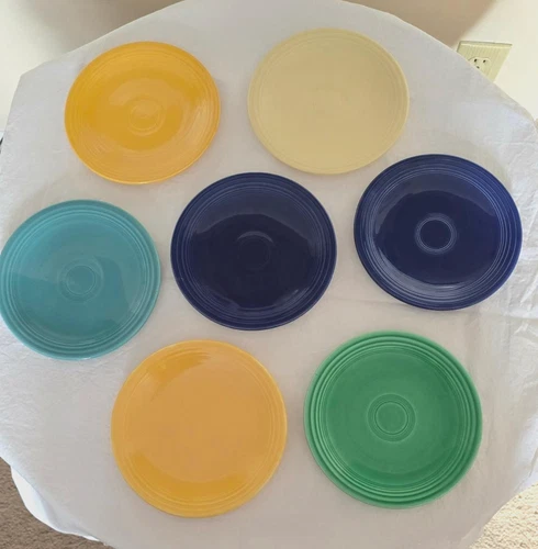 7  VINTAGE FIESTA WARE BREAD & BUTTER PLATES 6" ASST'D COLORS 1936-1969