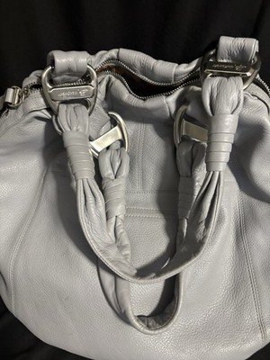 B Makowsky  Gray Pebbled Shoulder Bag Zip Closure Silver Hardware