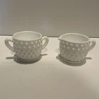 VTG Fenton Hobnail Small 2 1/8" Milk Glass Creamer and Sugar Set Mini