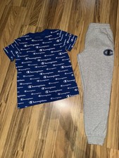 Champion Youth Set Boy's Large Sweatpants Joggers T-shirt Cotton