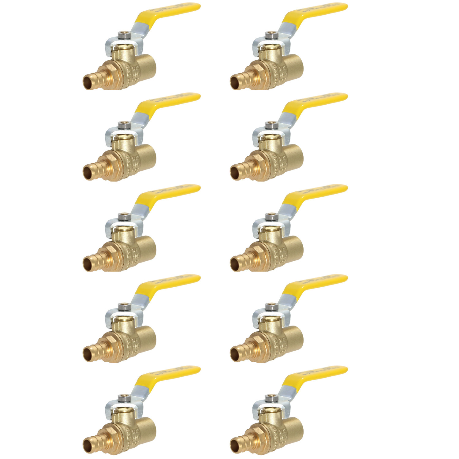 10 Pack  XFITTING 1/2" PEX-B Sweat Ball Valve, Lead Free Brass, Full Port