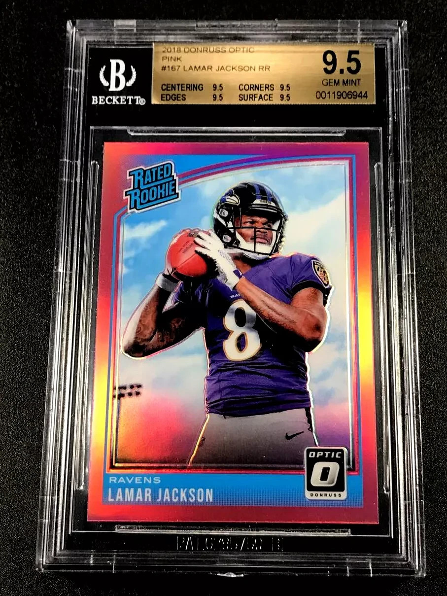 LAMAR JACKSON 2018 DONRUSS OPTIC #167 PINK PRIZMS ROOKIE RC ALL BGS 9.5 SUBS