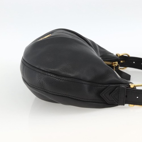 BURBERRY Shoulder Bag Leather Black Gold Auth 174317A - Afbeelding 4 van 24