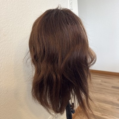 Human Hair Lace  Wavy Cut Reddish Brown  Lace Front Wig Standard 18 338