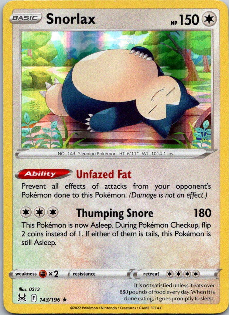 Snorlax 143/196 SWSH11: Lost Origin NM
