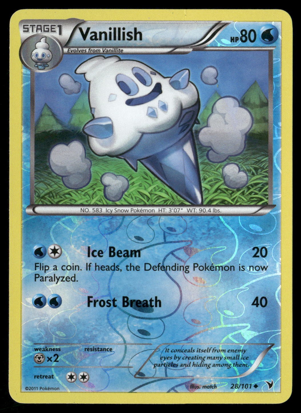 Vanillish 28/101 Uncommon Noble Victories Pokemon Reverse Holo NM/M