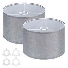 2 Pcs Drum Lamp Shades for Table Lamp 12"x12"x8" Linen Floor Lamp Shade Gray