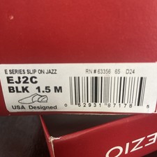 Capezio E-SERIES Jazz SLIP-ON, EJ2, BLACK Size 1.5