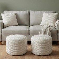 2 Pcs 20 x 15 Inch Unstuffed Ottoman Pouf Cover Corduroy Foot Rest No Filler
