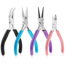 Anezus 4Pcs Jewelry Pliers Tool Set Includes Needle Black,light Blue,purple