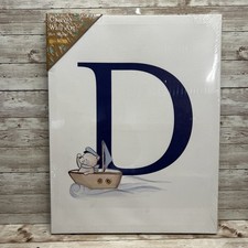 Kate Milo 18x14 Canvas Wall Hanging Baby Bear in Boat Letter D