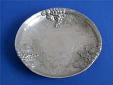 SKS Zinn 95 % Schale Obstschale Motiv Trauben Weinlese 1836 massiv 1,5 kg &Oslash; 34,5