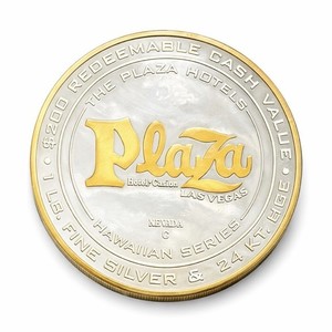 Rare 1 Troy Pound .999 Silver $200 Plaza Casino Token 24K Gold HGE Las Vegas