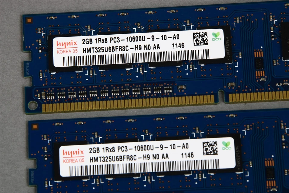 Lot/2 HYNIX 2GB PC3-10600U DDR3 UDIMM 204pin ECC Ram Memory HMT325U6BFR8C-H9 - Image 3 of 4
