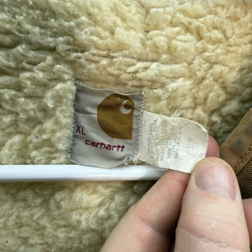 Chaleco Carhartt De Colección Para Hombres XL Lona Tostada Forrado Sherpa Ropa de Trabajo Tareas de Granero Años 90 - Imagen 6 de 14