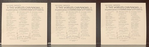 LOTE DE 6 REIMPRESIONES DE TARJETAS DE CIGARRILLOS ALLEN & GINTER THE WORLDS CHAMPIONS BASEBALL. - Imagen 8 de 8