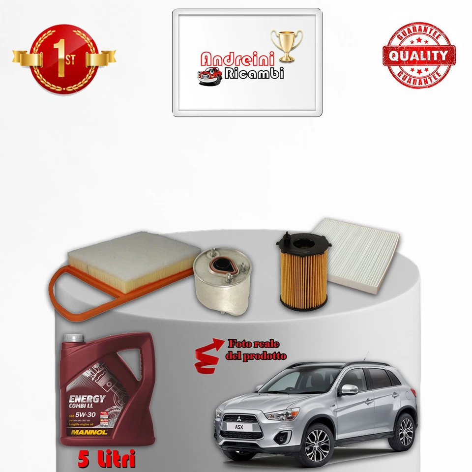 KIT TAGLIANDO FILTRI + OLIO MITSUBISHI ASX 1.6 DI-D 84KW 114CV DAL 2015 ->