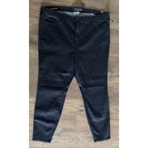 Torrid Premium Sky High Skinny Crop Black Sparkle Pants Women's Plus Size 24 24R