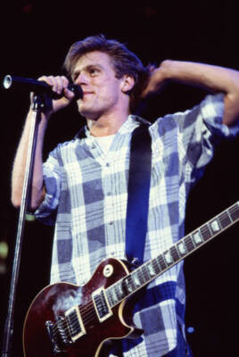 Bryan Adams during the 'Reckless' tour, at Byrne Arena 1985 OLD MUSIC PHOTO 1