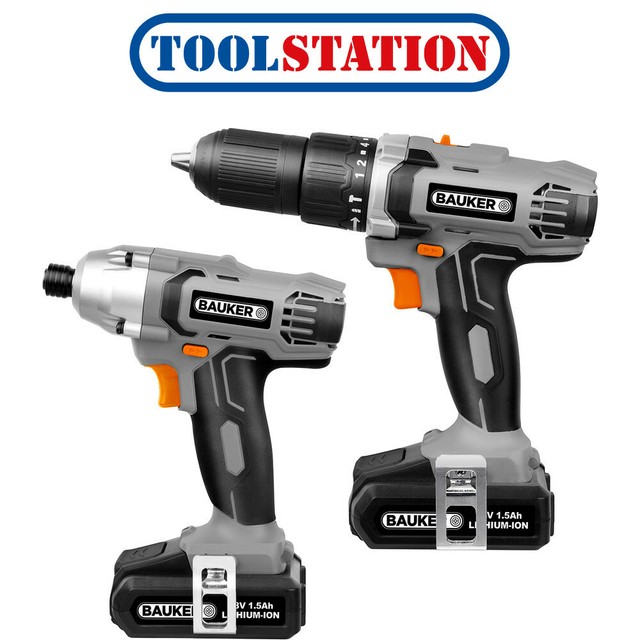 Bauker CKT2233.1 18V Cordless Combi Drill and Impact Driver Twin Pack 2x1.5Ah Batteries for sale