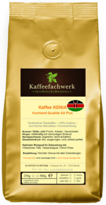 Kaffee Kenia AA Plus   Frisch geröstete Hochland Kaffee Bohnen v. Kaffeefachwerk