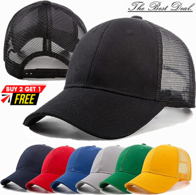 Mens Womens Baseball Cap Trucker Hat Mesh Snapback Adjustable Blank Hip Hop Caps