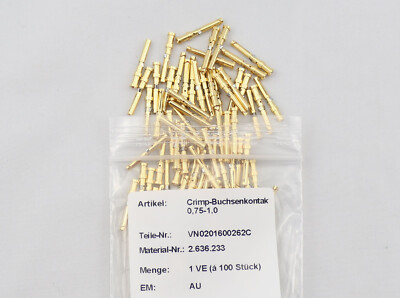 100 St.Crimp Stiftkontakt Amphenol VN 02 016 0026 2 gold Multicore,0,75 - 1,0