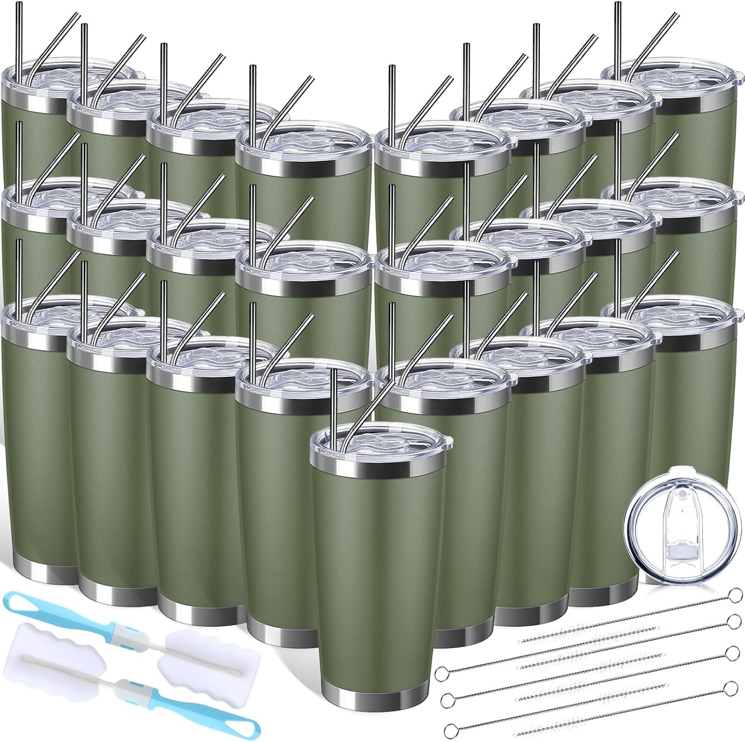 25 Pack 20Oz Tumbler Bulk Stainless Steel Cups Double Wall Vacuum Insulated Trav